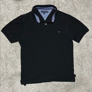 Tommy Hilfiger Plain Black Logo Polo